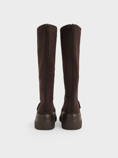 CHARLES & KEITH Best Price / Leoi Faux Suede Chunky Knee-High Boots - Dark Brown Textured