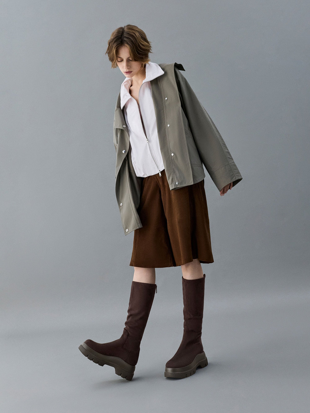 CHARLES & KEITH Best Price / Leoi Faux Suede Chunky Knee-High Boots - Dark Brown Textured
