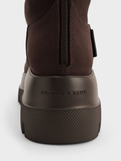 CHARLES & KEITH Best Price / Leoi Faux Suede Chunky Knee-High Boots - Dark Brown Textured