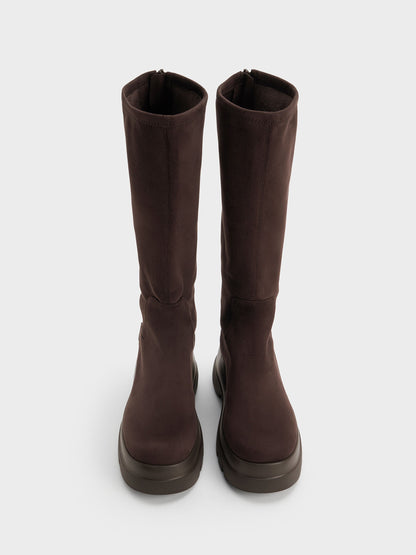 CHARLES & KEITH Best Price / Leoi Faux Suede Chunky Knee-High Boots - Dark Brown Textured