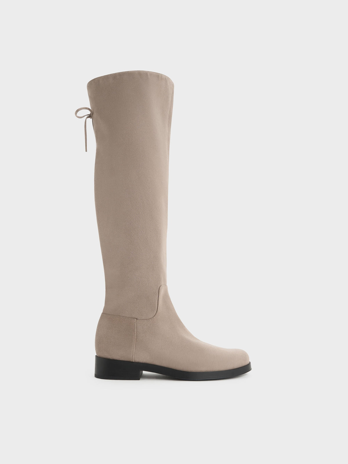 CHARLES & KEITH Value / Louisa Faux Suede Fold-Over Thigh-High Boots - Taupe