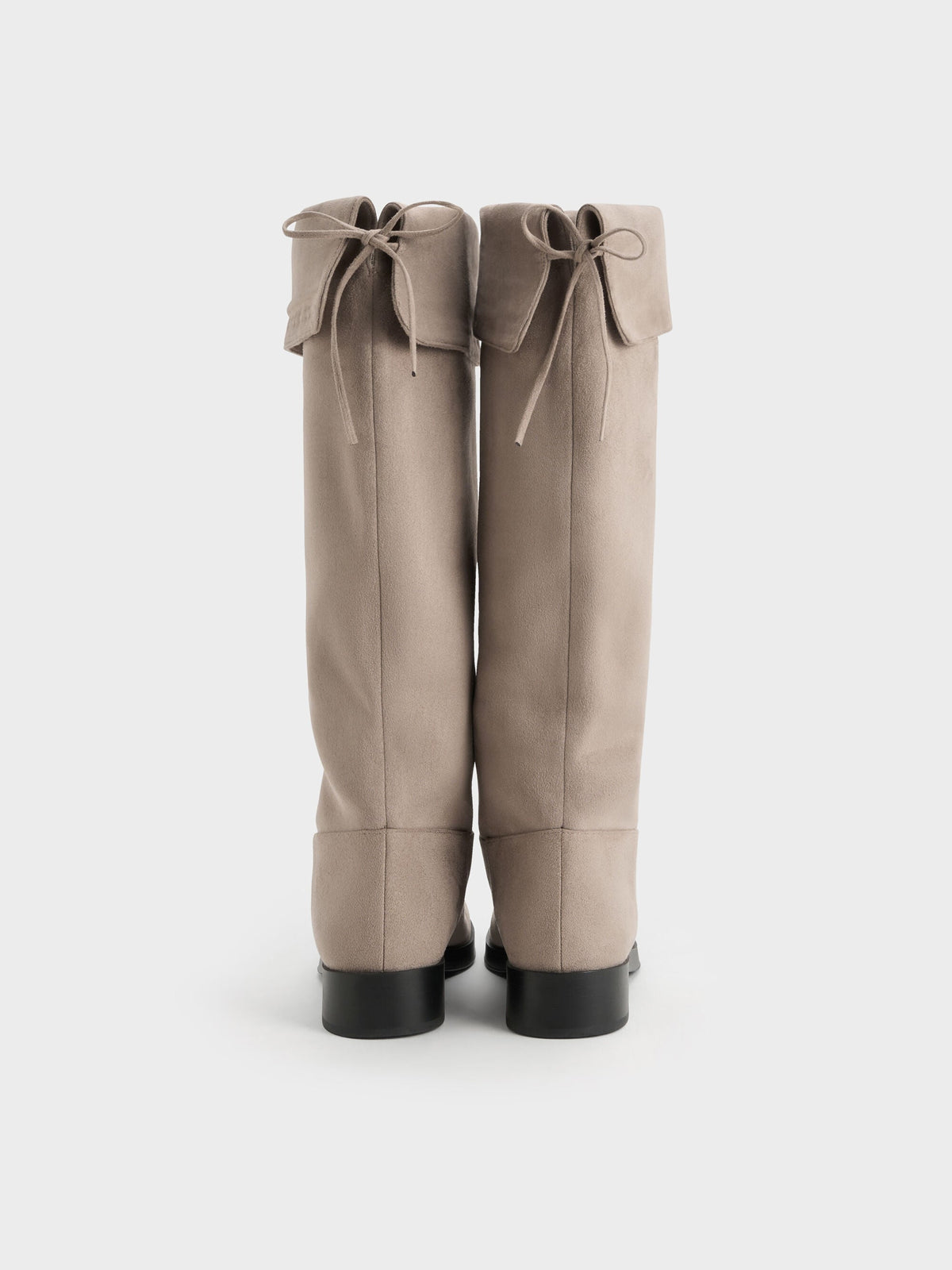 CHARLES & KEITH Value / Louisa Faux Suede Fold-Over Thigh-High Boots - Taupe