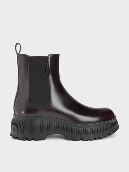 CHARLES & KEITH Trusted / Darra Ridged-Sole Ankle Boots - Burgundy
