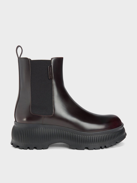 CHARLES & KEITH Trusted / Darra Ridged-Sole Ankle Boots - Burgundy