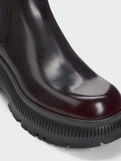 CHARLES & KEITH Trusted / Darra Ridged-Sole Ankle Boots - Burgundy