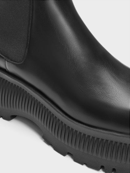 CHARLES & KEITH Trusted / Darra Ridged-Sole Ankle Boots - Black