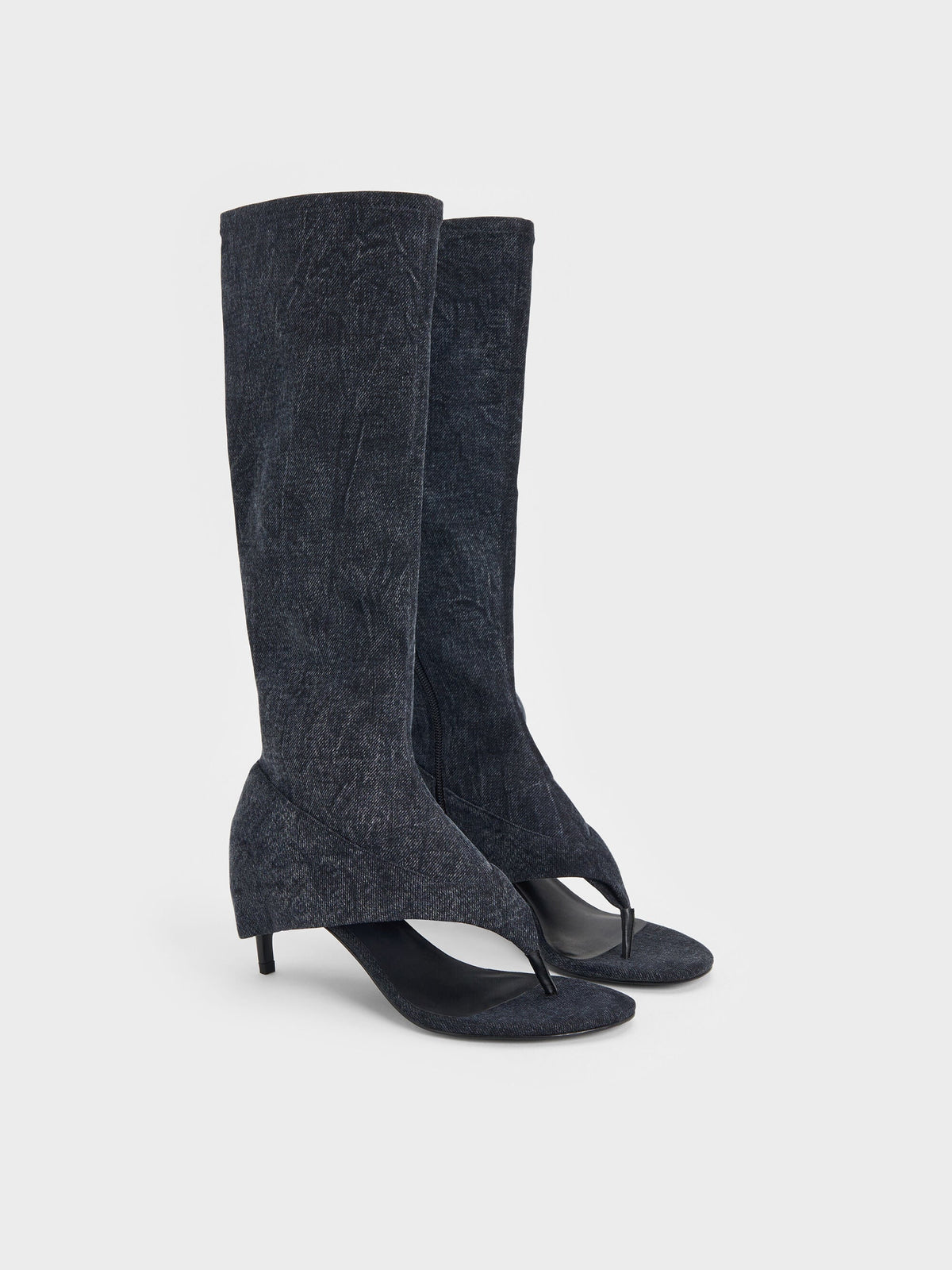 CHARLES & KEITH Popular / Aether Denim Thong Boots - Dark Blue