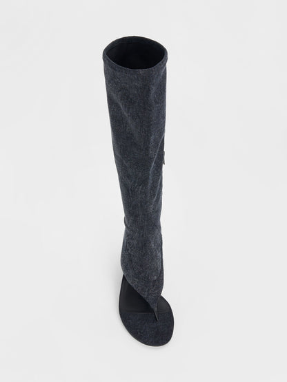 CHARLES & KEITH Popular / Aether Denim Thong Boots - Dark Blue