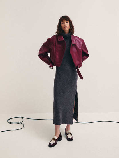 CHARLES & KEITH Featured / Two-Tone Metallic-Buckle Loafer Pumps - Burgundy