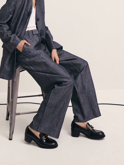CHARLES & KEITH Latest / Metallic-Buckle Loafer Pumps - Black Box