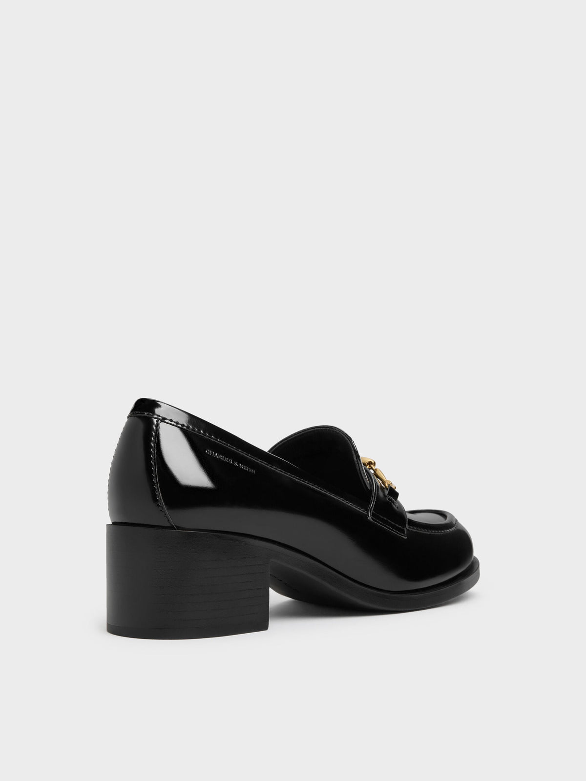 CHARLES & KEITH Latest / Metallic-Buckle Loafer Pumps - Black Box