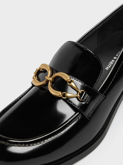 CHARLES & KEITH Latest / Metallic-Buckle Loafer Pumps - Black Box