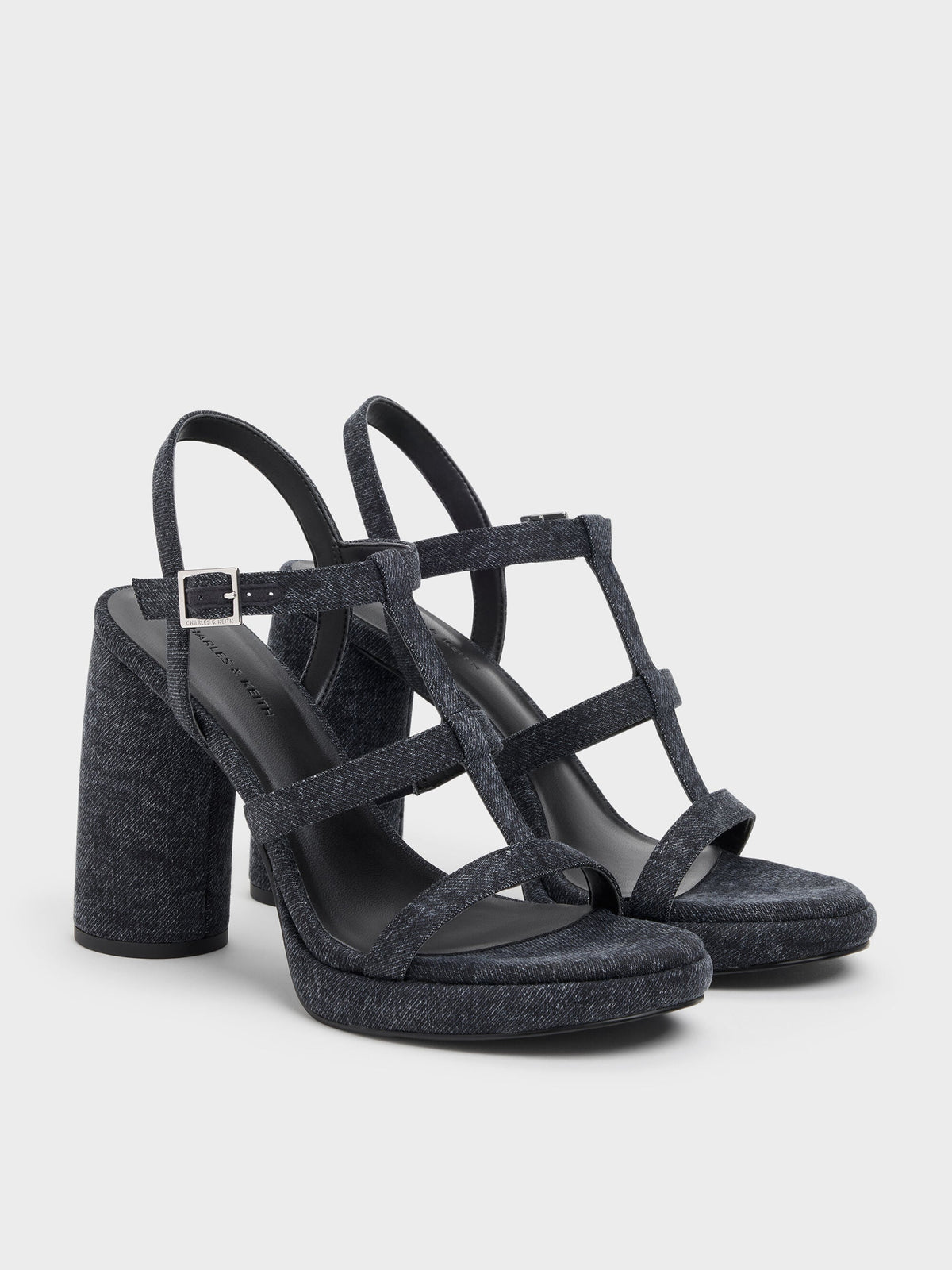 CHARLES & KEITH Everyday / Aether Denim Platform Sandals - Dark Blue