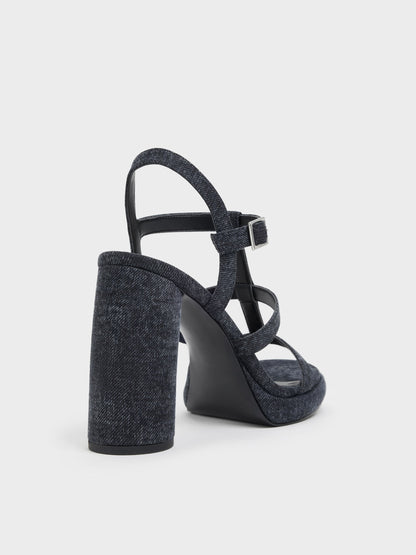 CHARLES & KEITH Everyday / Aether Denim Platform Sandals - Dark Blue