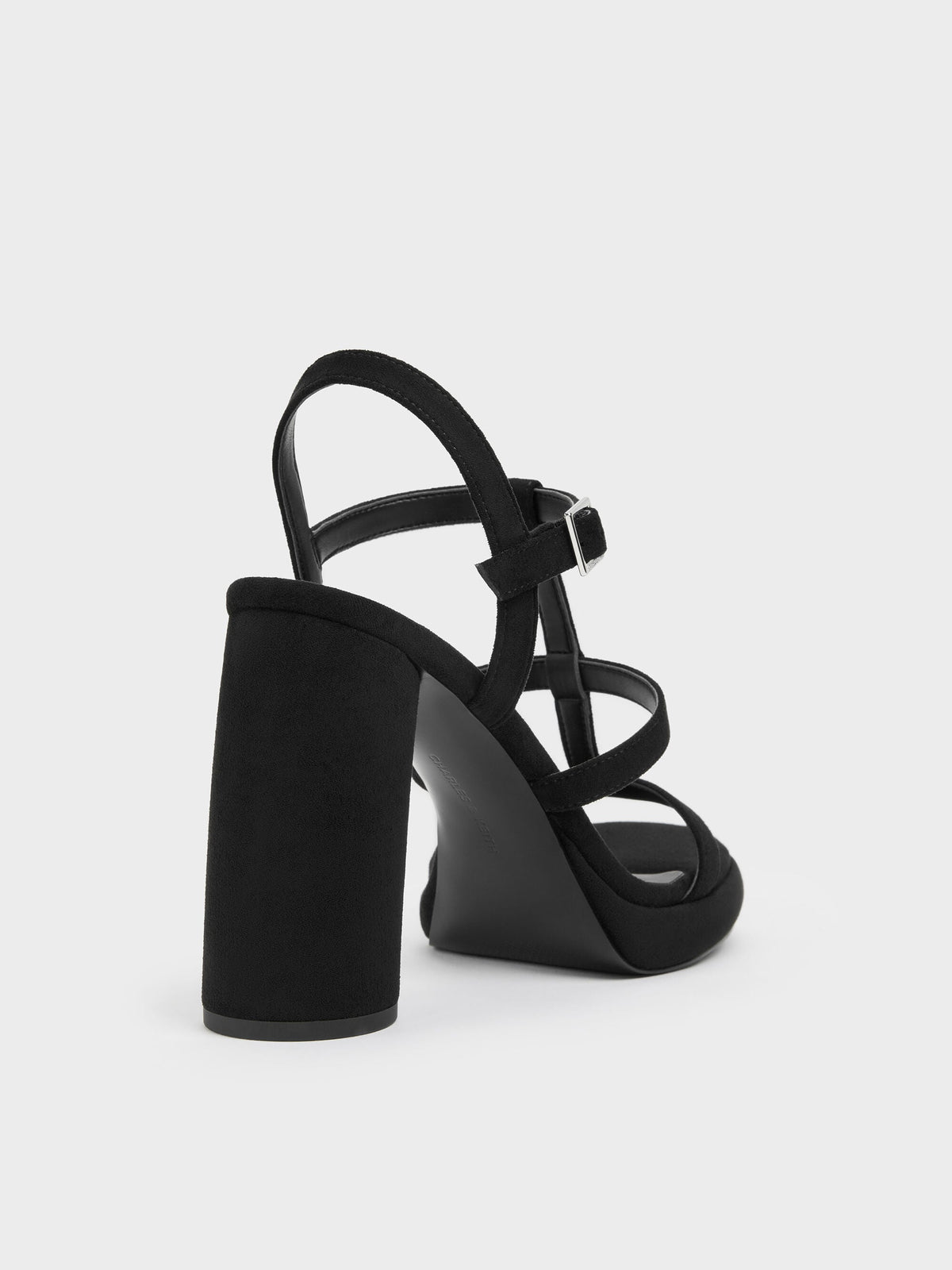 CHARLES & KEITH Customer Favorite / Aether Faux Suede Platform Sandals - Black Textured