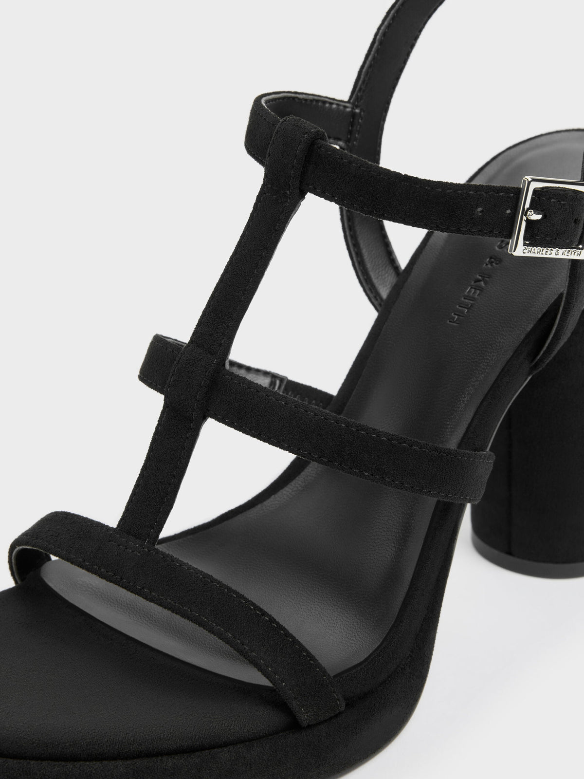CHARLES & KEITH Customer Favorite / Aether Faux Suede Platform Sandals - Black Textured
