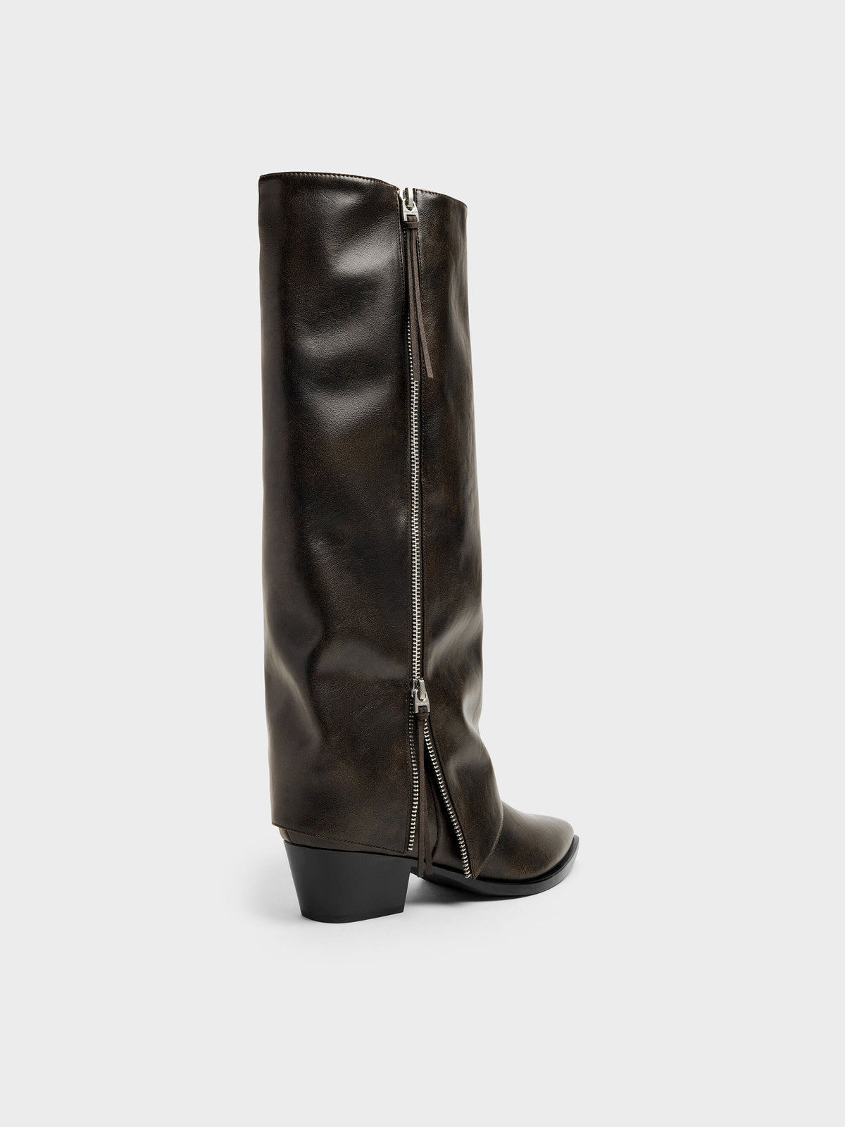 CHARLES & KEITH Signature / Aether Tassel-Zip Knee-High Boots - Dark Brown