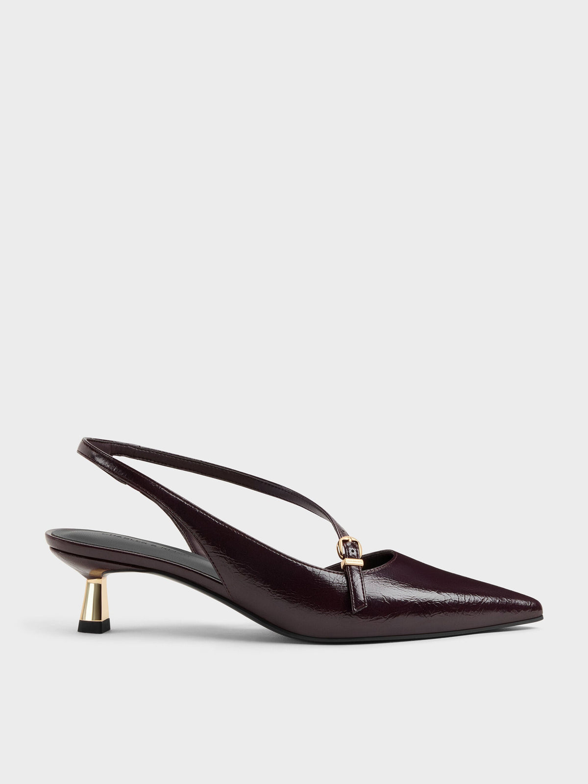 CHARLES & KEITH Customer Favorite / Asymmetric D'Orsay Slingback Pumps - Burgundy