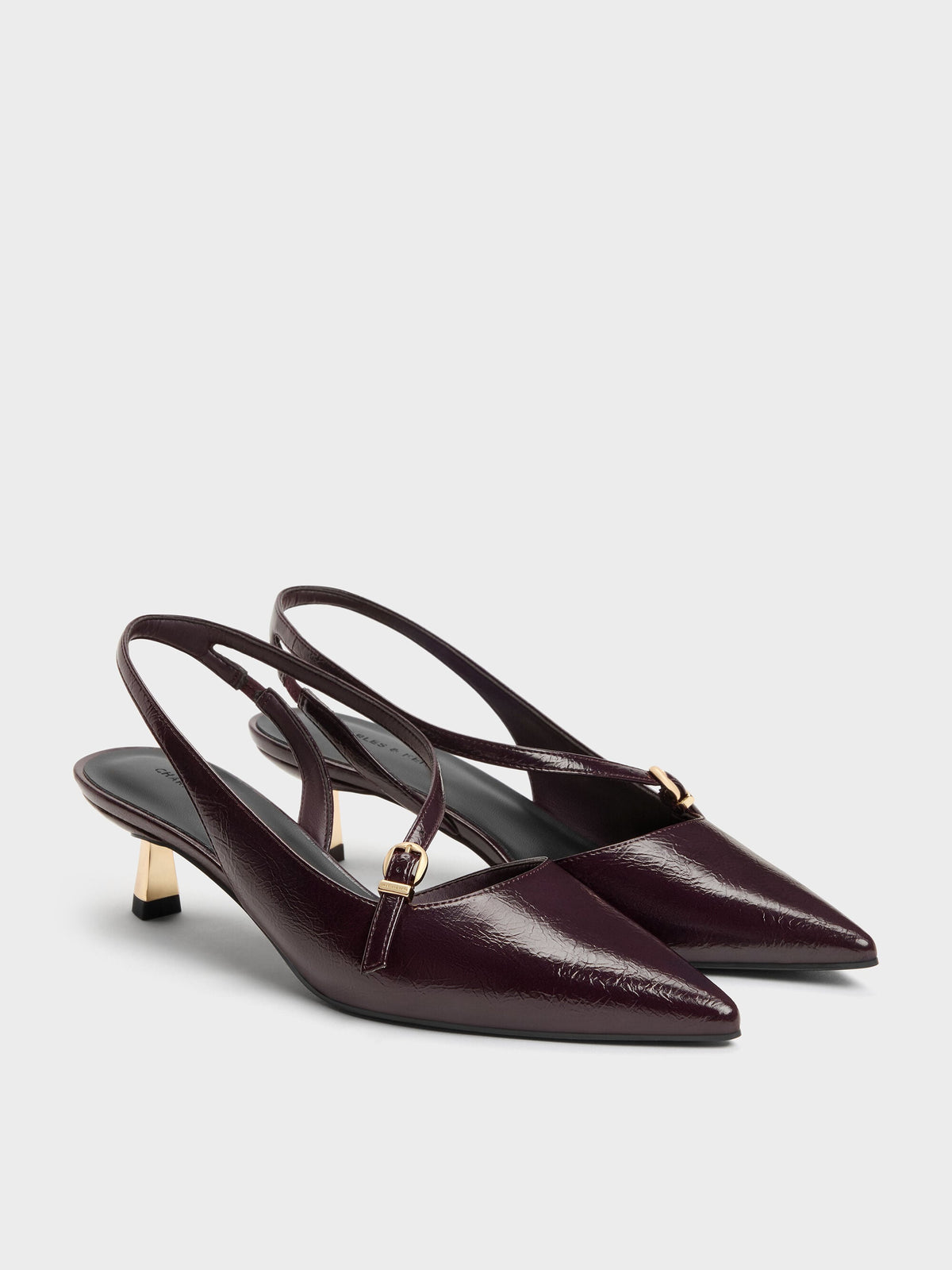 CHARLES & KEITH Customer Favorite / Asymmetric D'Orsay Slingback Pumps - Burgundy