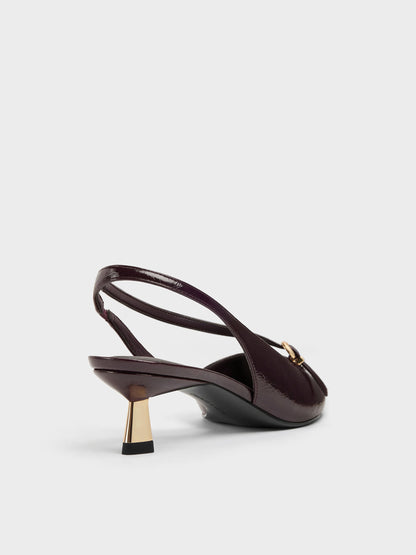 CHARLES & KEITH Customer Favorite / Asymmetric D'Orsay Slingback Pumps - Burgundy