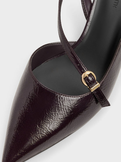 CHARLES & KEITH Customer Favorite / Asymmetric D'Orsay Slingback Pumps - Burgundy