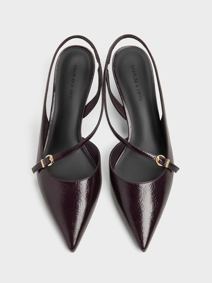 CHARLES & KEITH Customer Favorite / Asymmetric D'Orsay Slingback Pumps - Burgundy