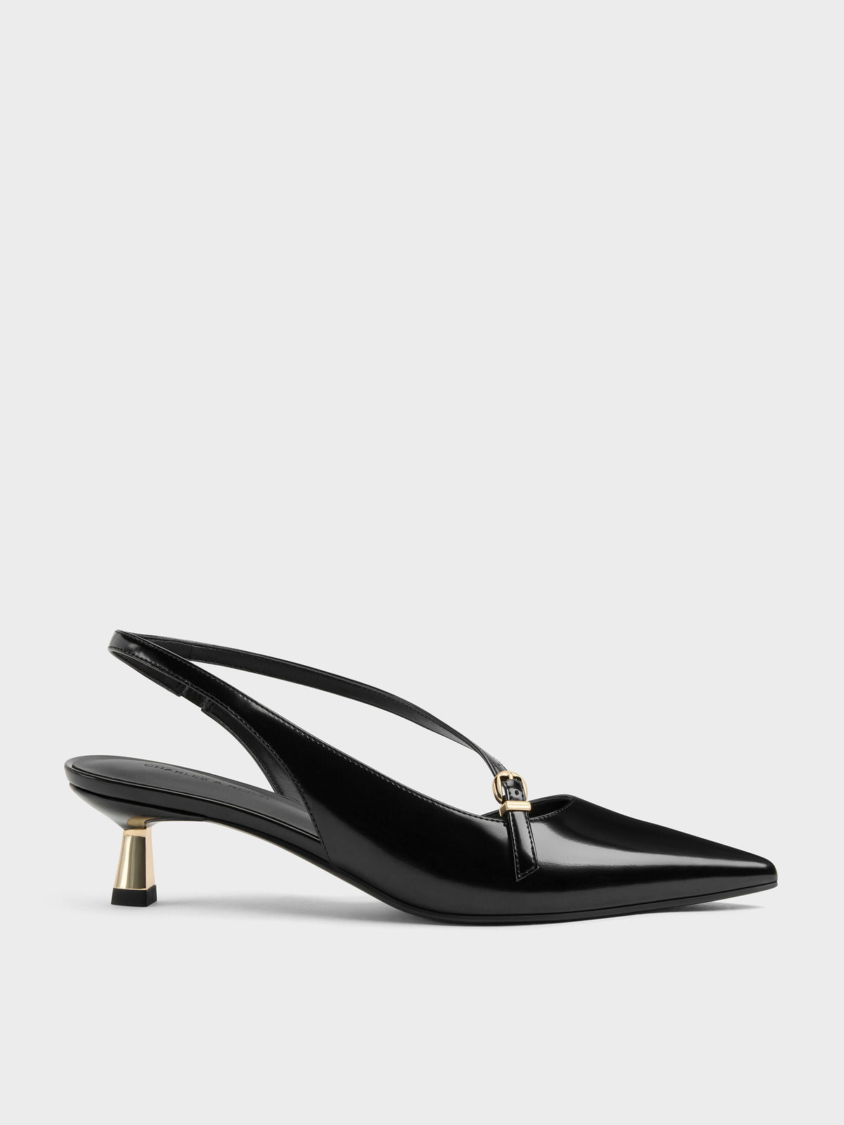 CHARLES & KEITH Essential / Asymmetric D'Orsay Slingback Pumps - Black Box