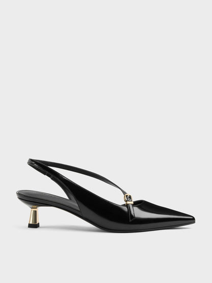 CHARLES & KEITH Essential / Asymmetric D'Orsay Slingback Pumps - Black Box