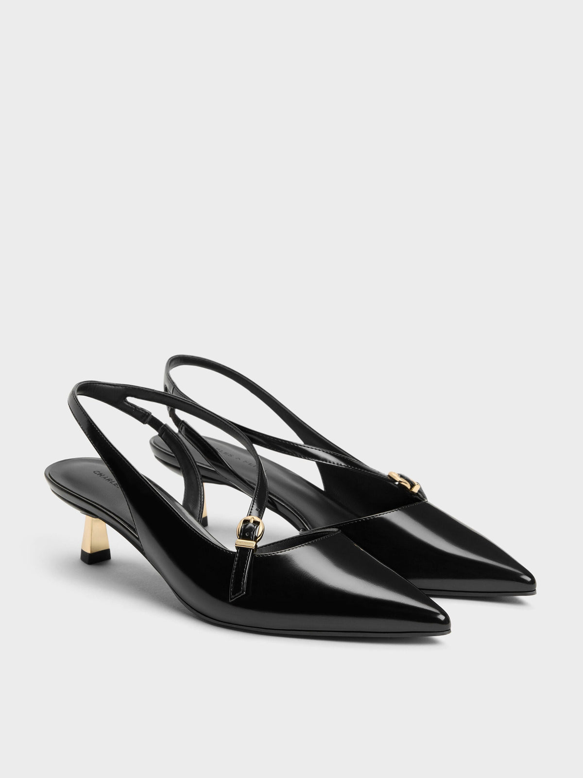 CHARLES & KEITH Essential / Asymmetric D'Orsay Slingback Pumps - Black Box