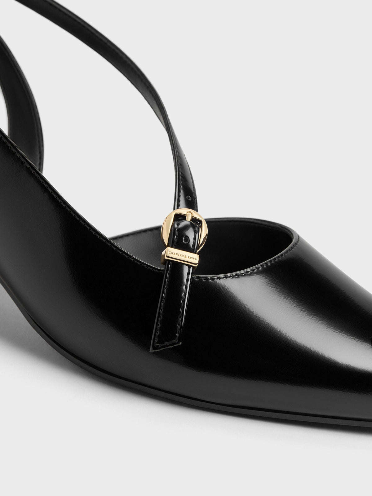 CHARLES & KEITH Essential / Asymmetric D'Orsay Slingback Pumps - Black Box