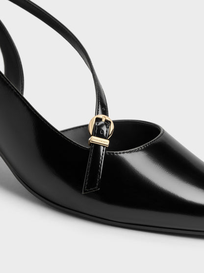 CHARLES & KEITH Essential / Asymmetric D'Orsay Slingback Pumps - Black Box