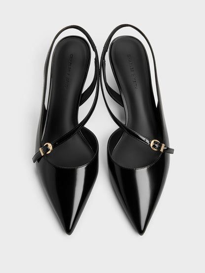 CHARLES & KEITH Essential / Asymmetric D'Orsay Slingback Pumps - Black Box