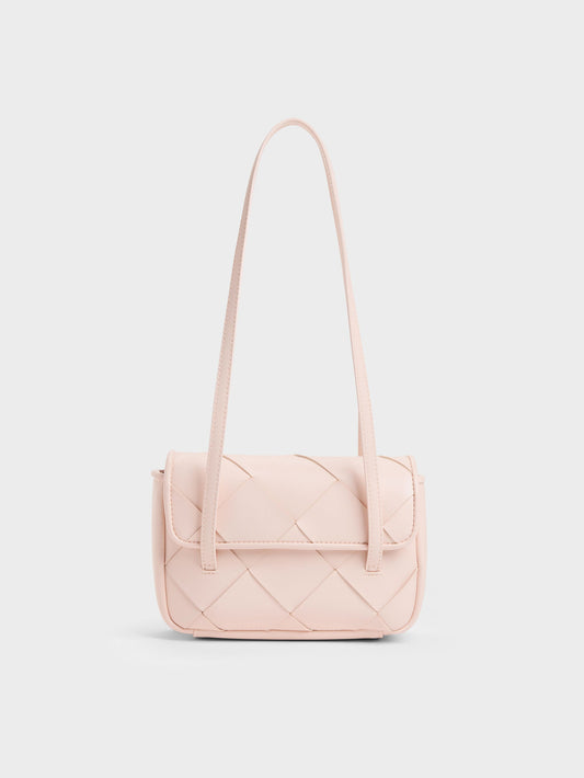 CHARLES & KEITH Essential / Maribel Woven Shoulder Bag - Soft Pink