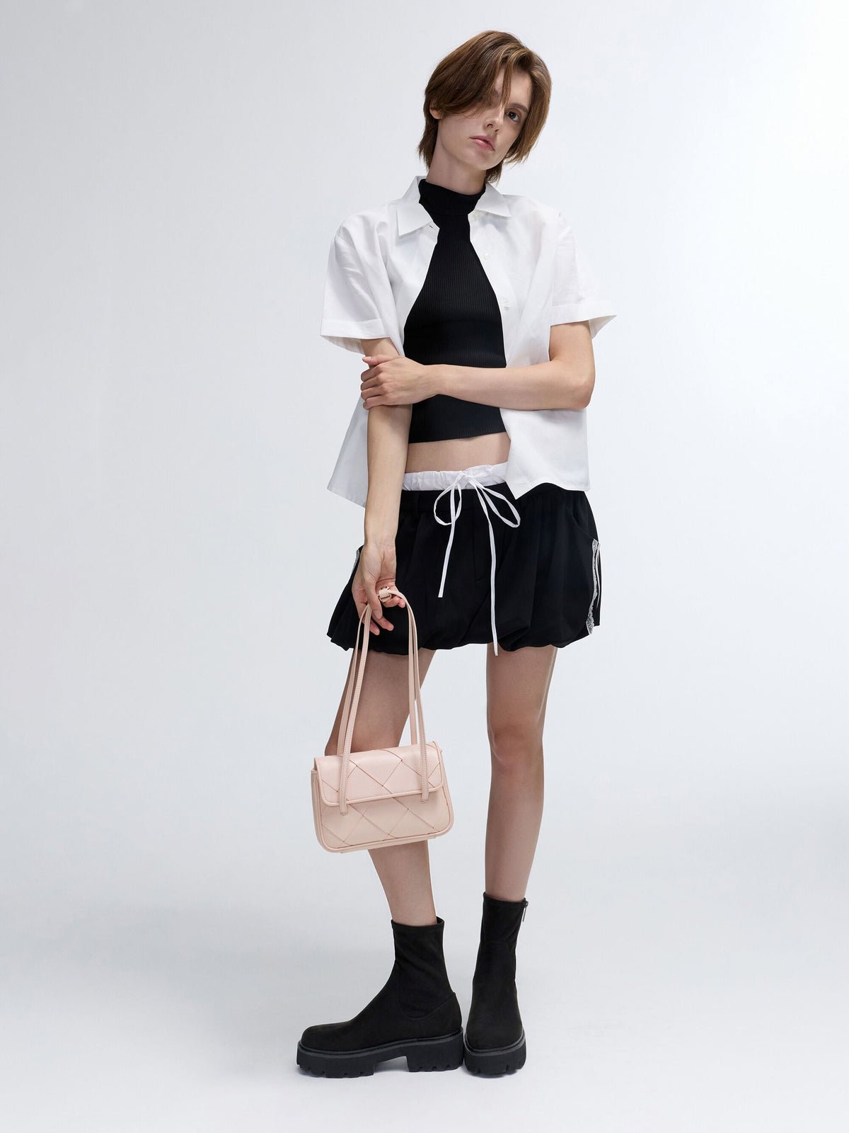 CHARLES & KEITH Essential / Maribel Woven Shoulder Bag - Soft Pink