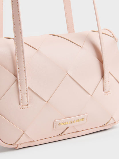 CHARLES & KEITH Essential / Maribel Woven Shoulder Bag - Soft Pink