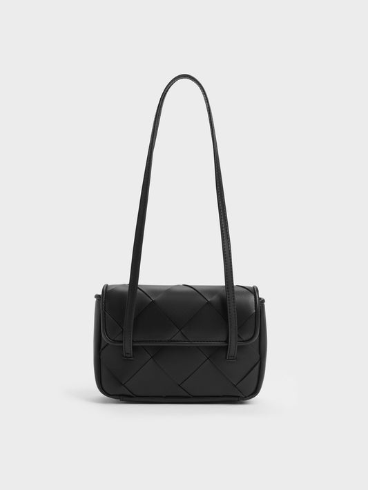 CHARLES & KEITH Trending / Maribel Woven Shoulder Bag - Black