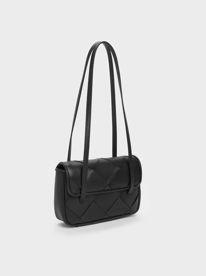 CHARLES & KEITH Trending / Maribel Woven Shoulder Bag - Black