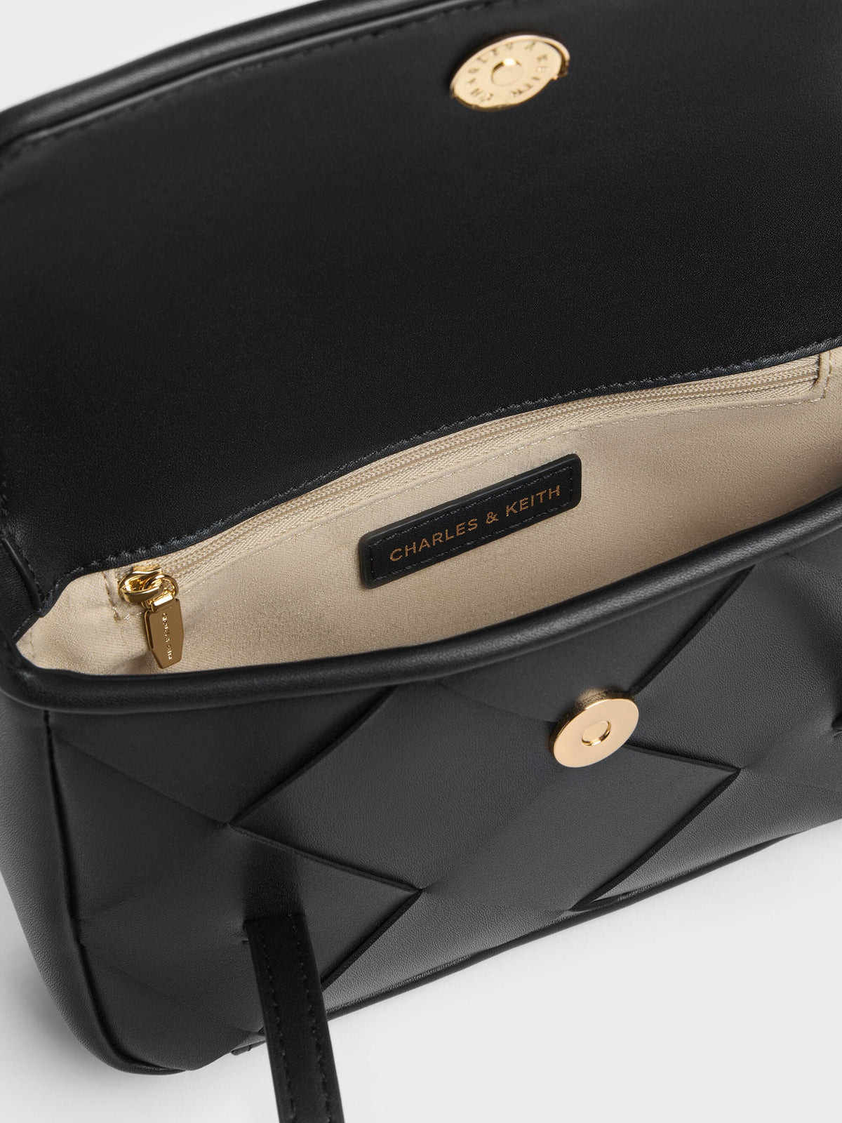 CHARLES & KEITH Trending / Maribel Woven Shoulder Bag - Black