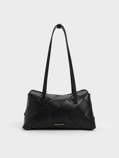 CHARLES & KEITH Popular / Maribel Woven Trapeze Shoulder Bag - Black