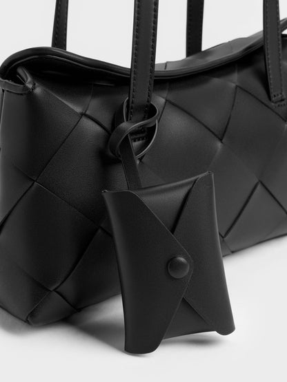 CHARLES & KEITH Popular / Maribel Woven Trapeze Shoulder Bag - Black