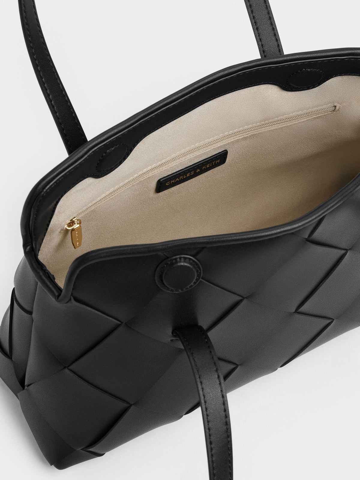 CHARLES & KEITH Popular / Maribel Woven Trapeze Shoulder Bag - Black
