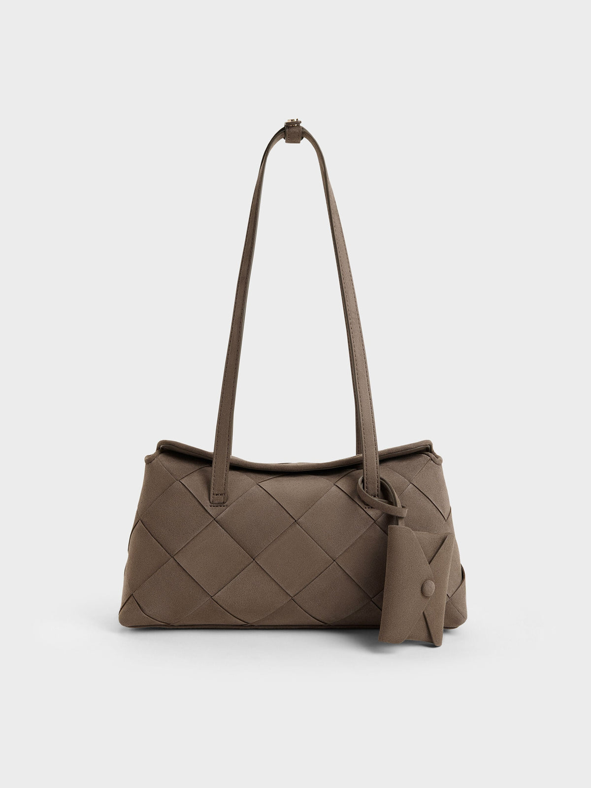 CHARLES & KEITH Special Offer / Maribel Woven Trapeze Shoulder Bag - Stone Grey