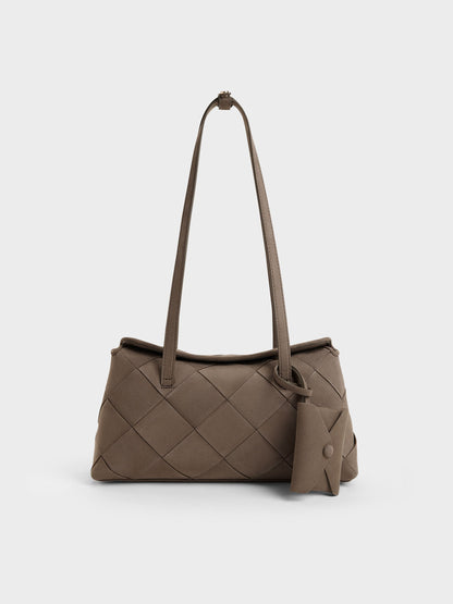 CHARLES & KEITH Special Offer / Maribel Woven Trapeze Shoulder Bag - Stone Grey