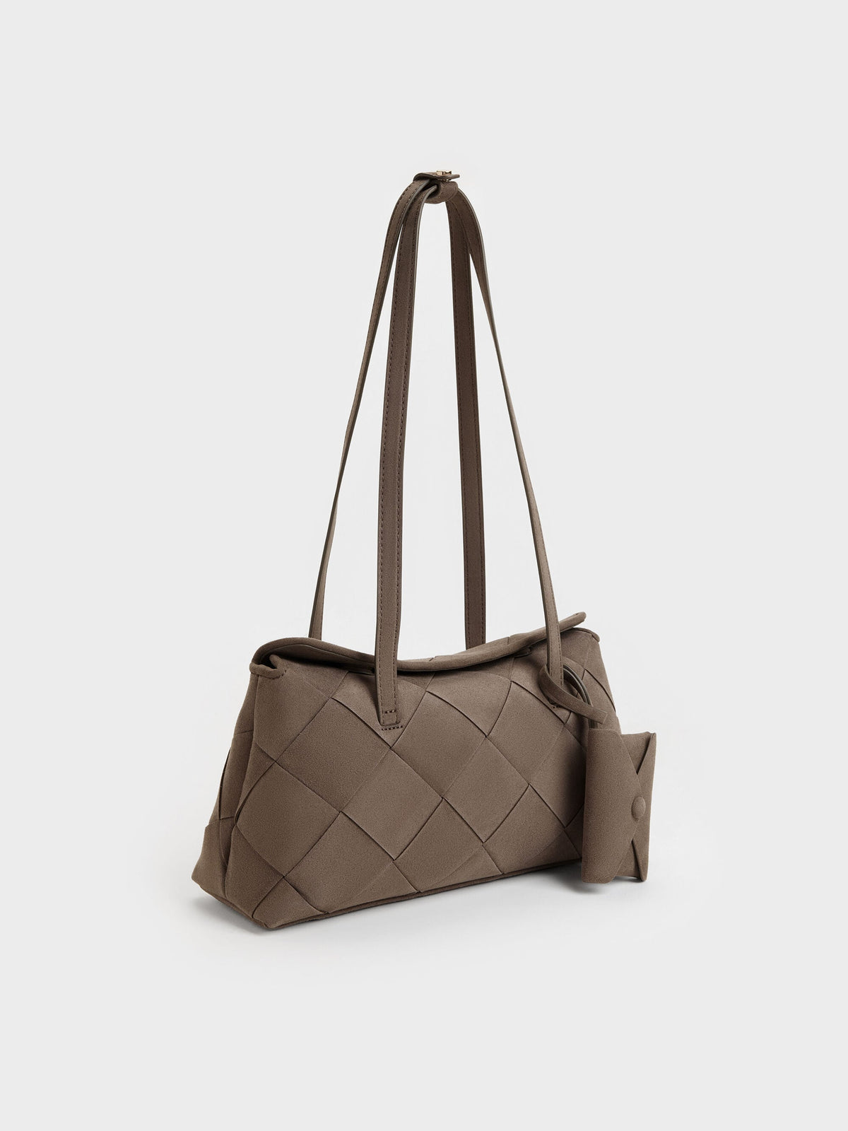 CHARLES & KEITH Special Offer / Maribel Woven Trapeze Shoulder Bag - Stone Grey