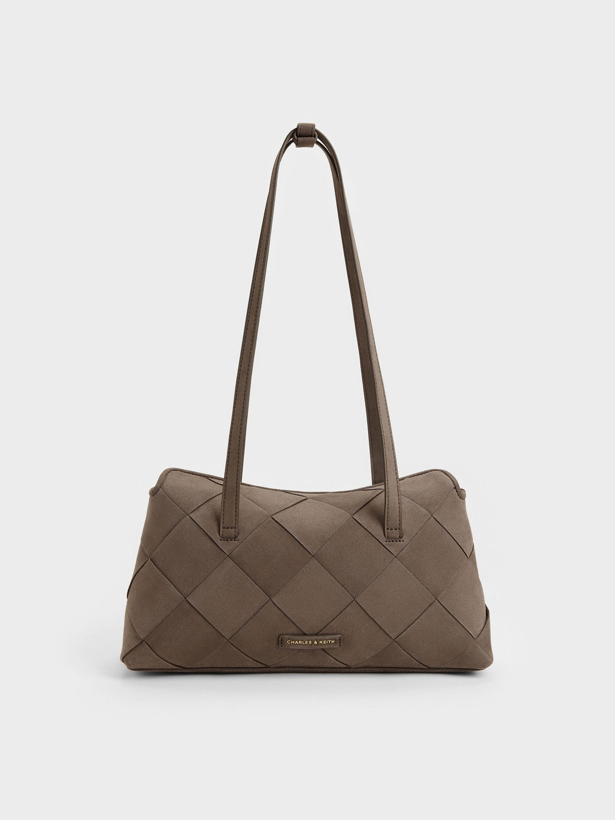 CHARLES & KEITH Special Offer / Maribel Woven Trapeze Shoulder Bag - Stone Grey