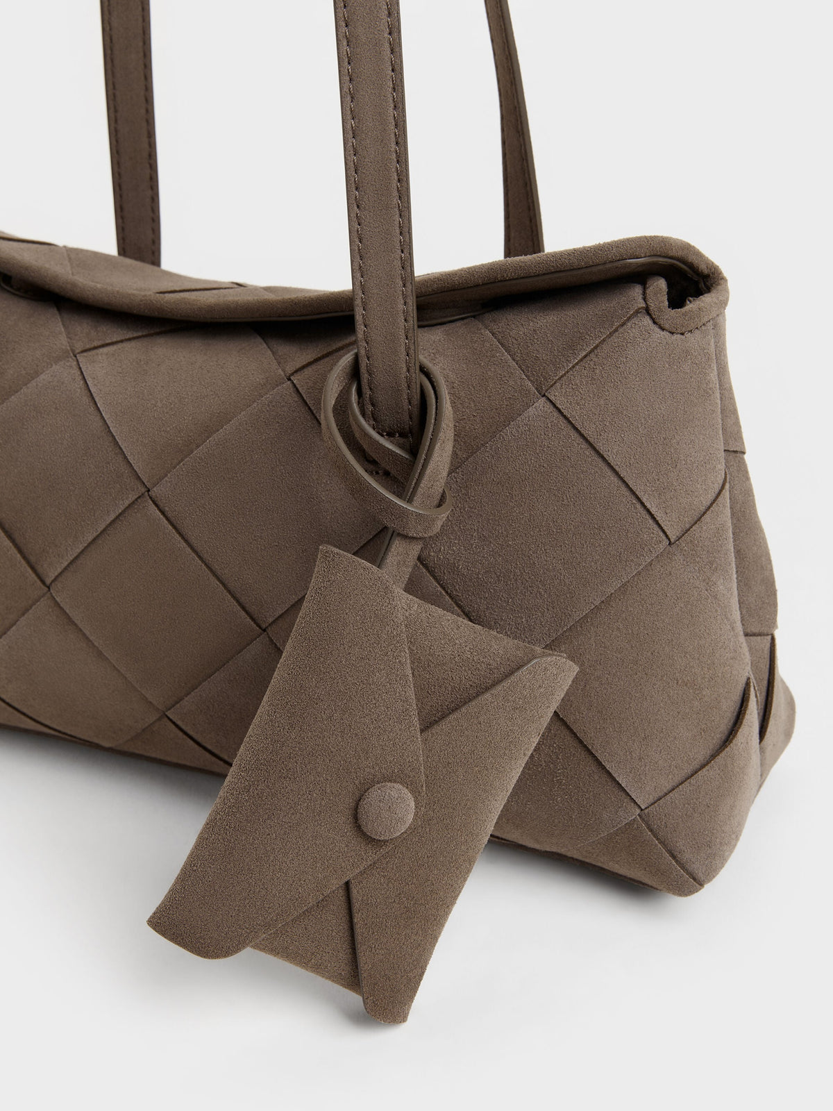 CHARLES & KEITH Special Offer / Maribel Woven Trapeze Shoulder Bag - Stone Grey