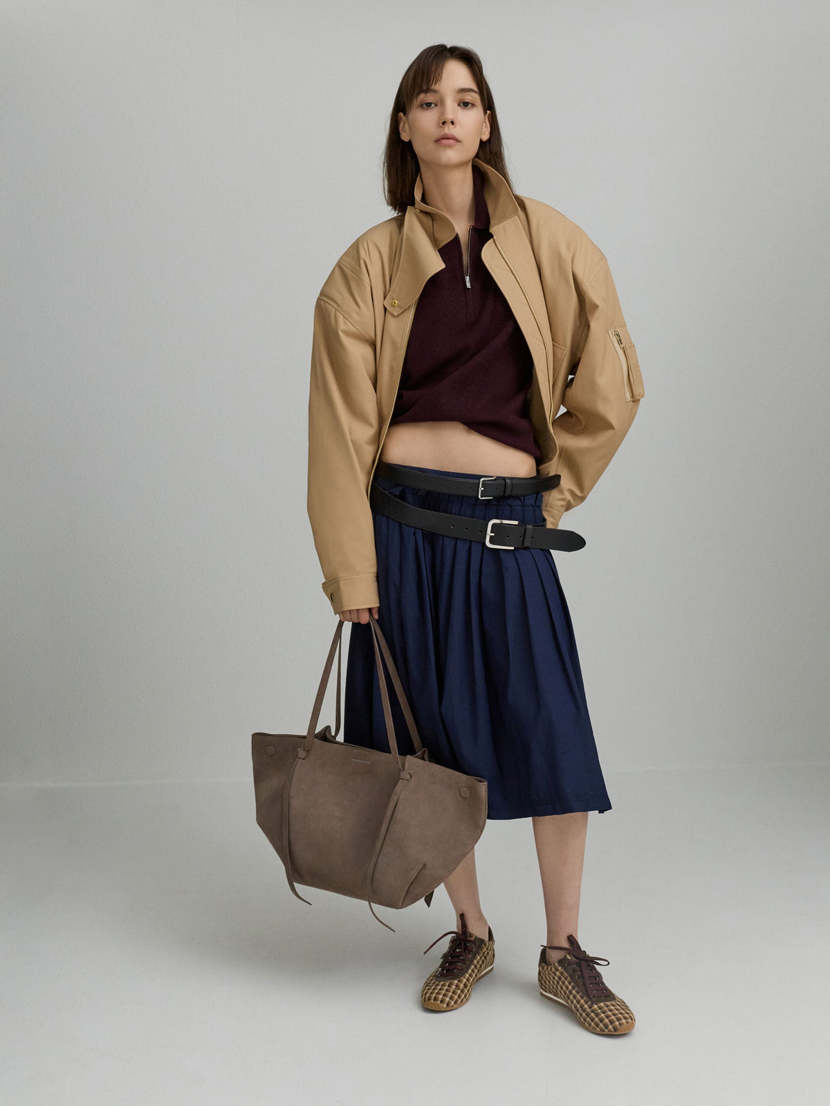 CHARLES & KEITH Trending / XL Calla Tote Bag - Stone Grey