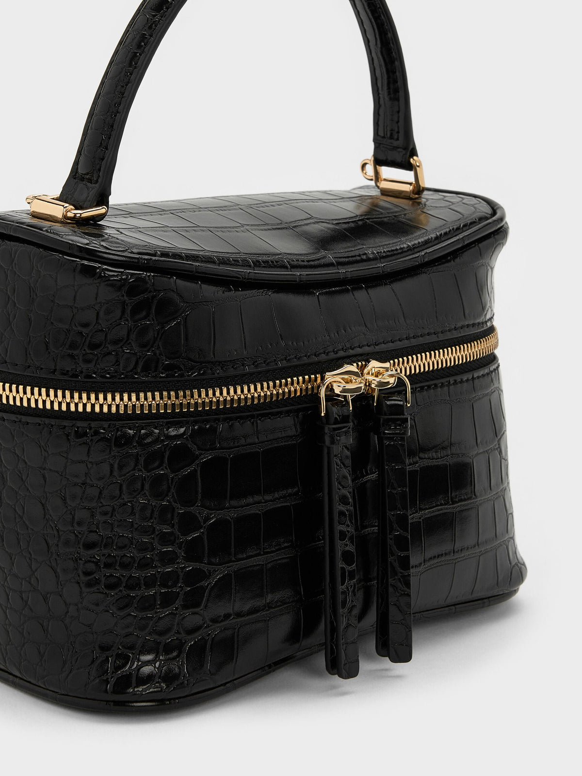 CHARLES & KEITH Sale / Pansy Croc-Effect Vanity Bag - Black