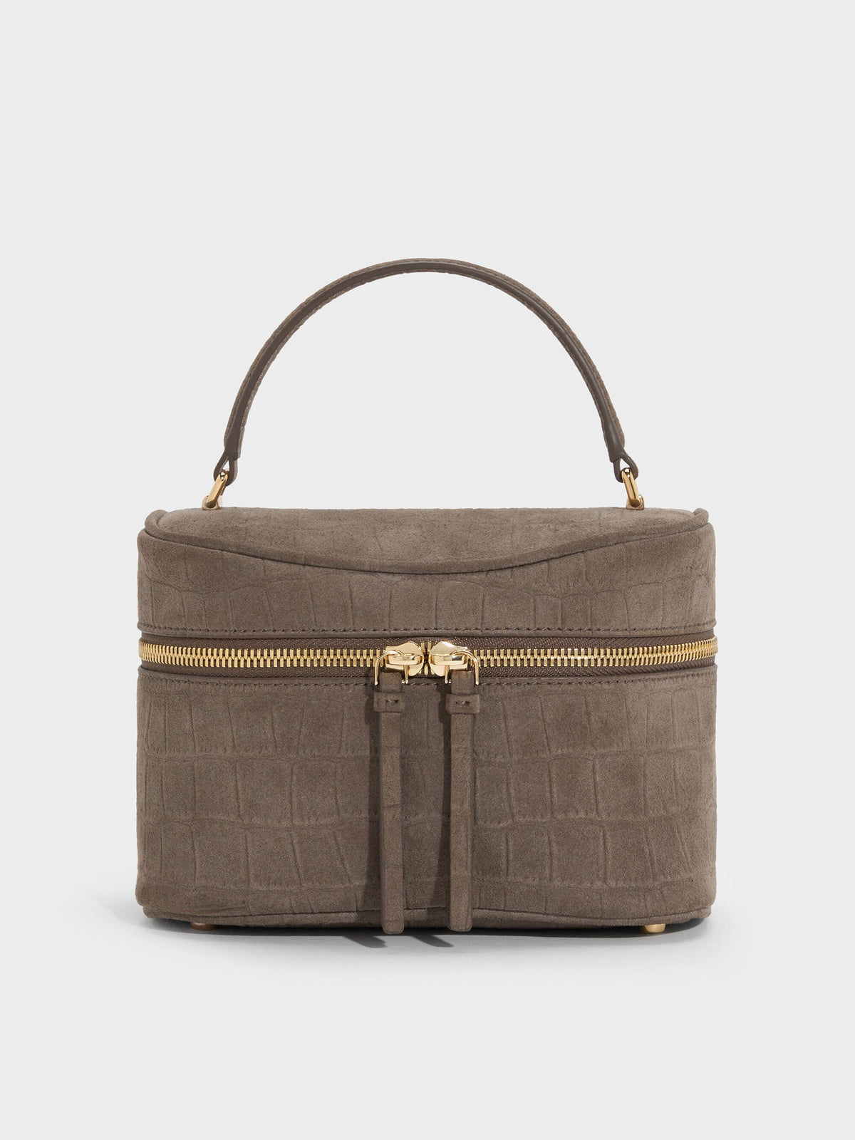 CHARLES & KEITH Customer Favorite / Pansy Croc-Effect Vanity Bag - Stone Grey
