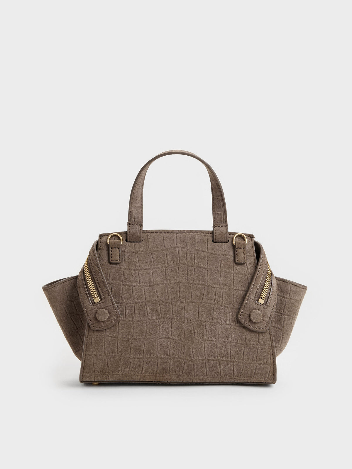 CHARLES & KEITH New / Pansy Trapeze Top Handle Bag - Stone Grey